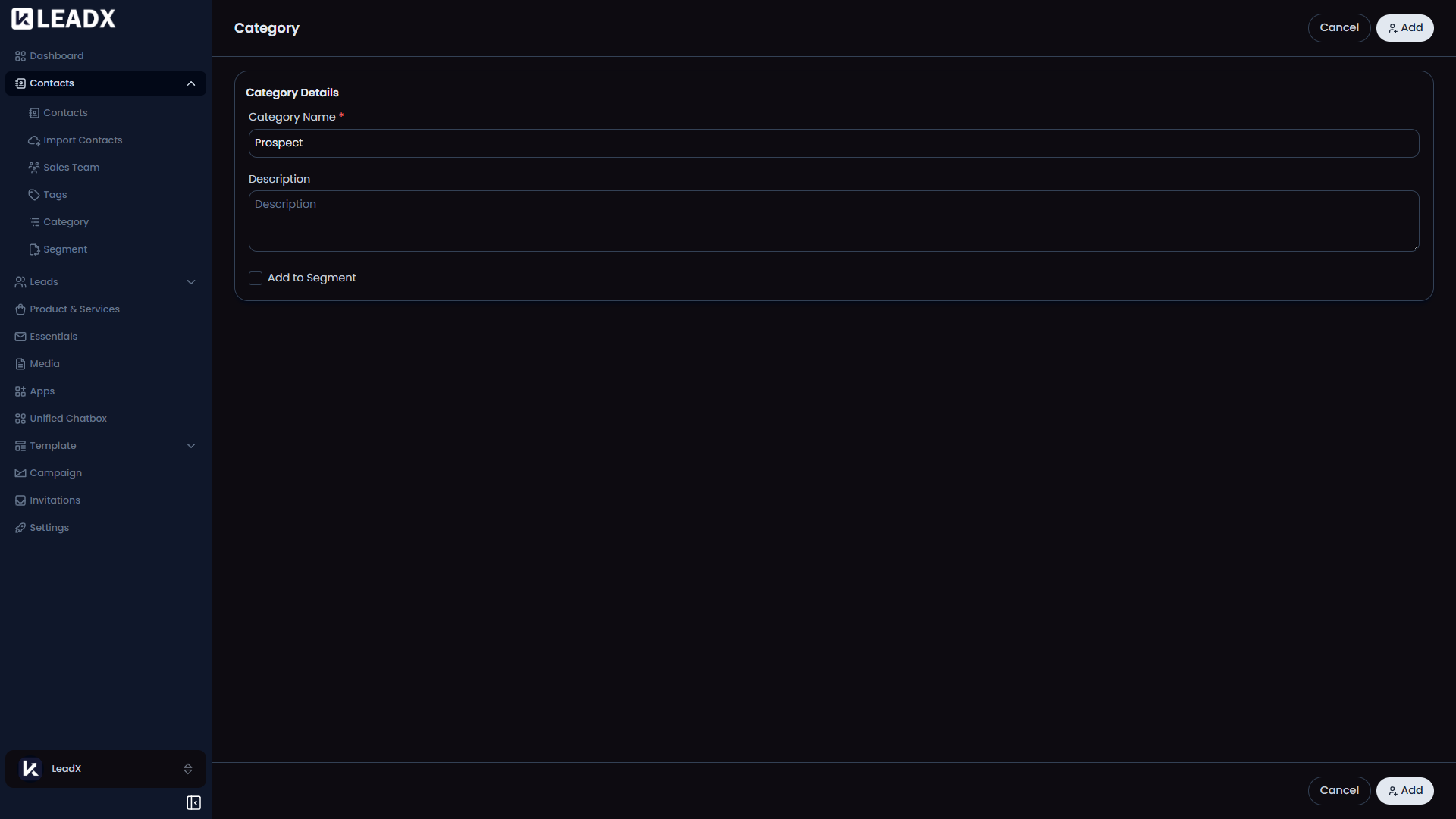 addCategory placeholder