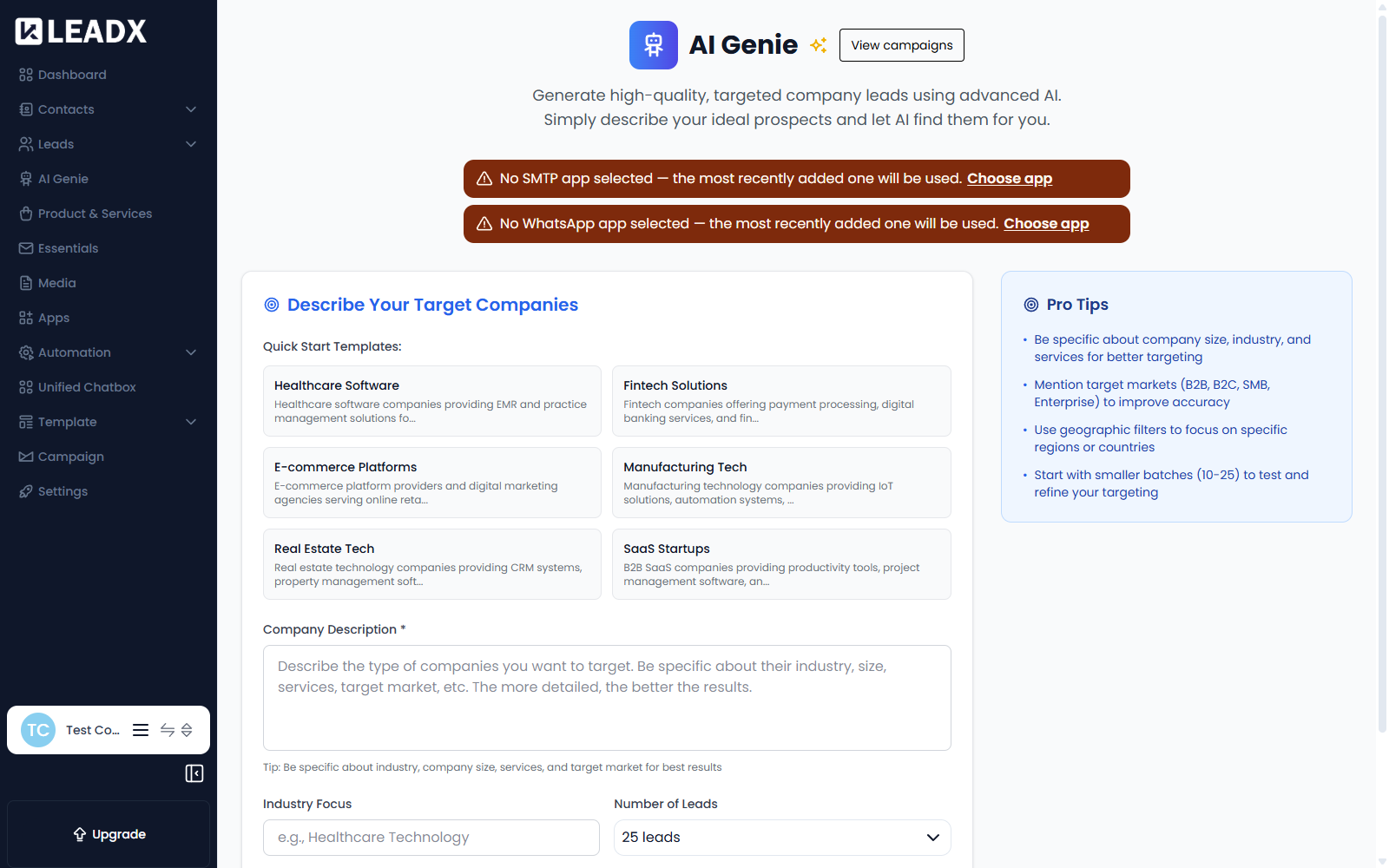 AI Genie form