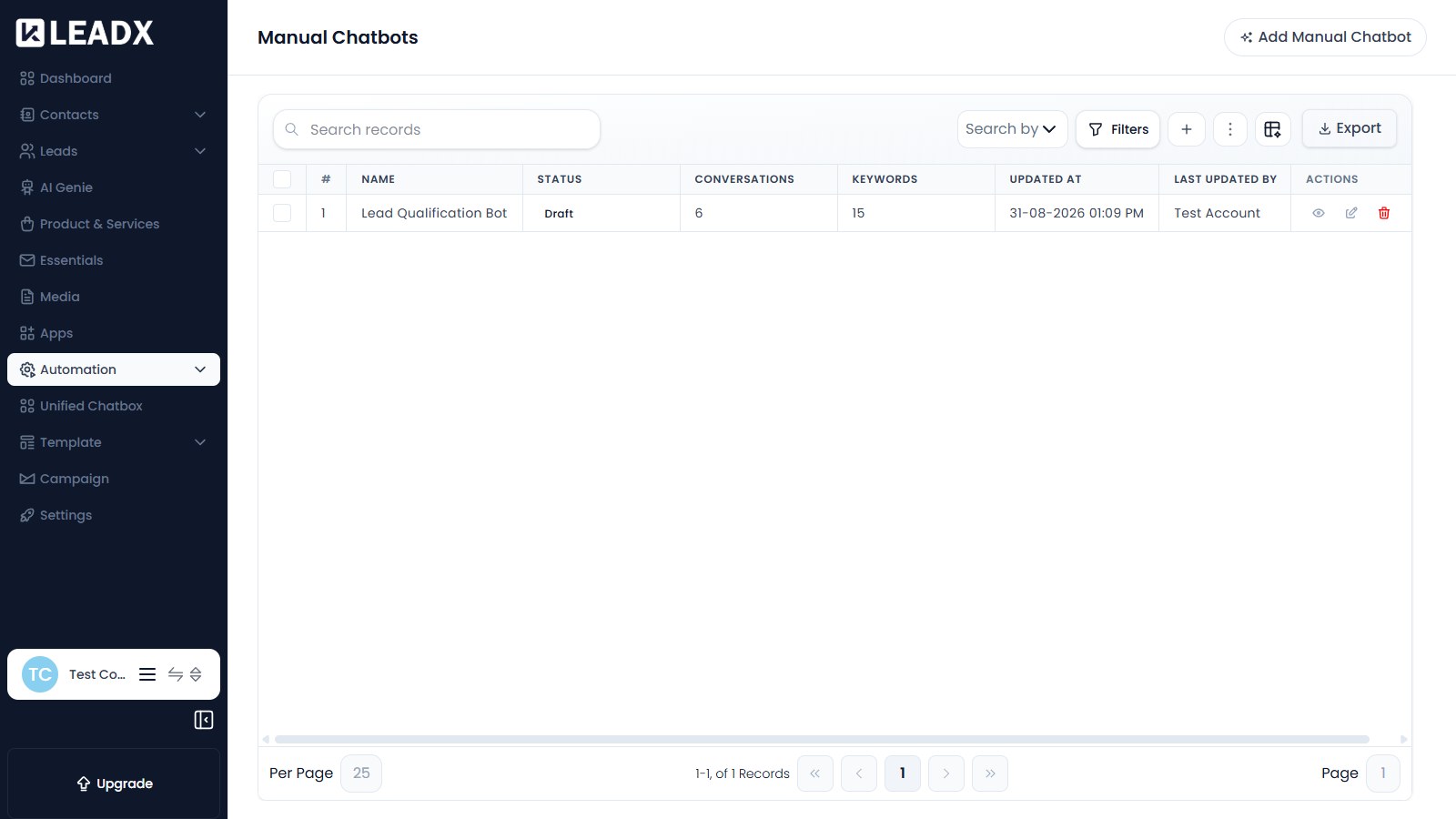 Manual Chatbots list