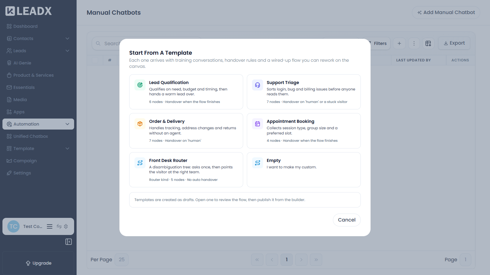 Chatbot templates