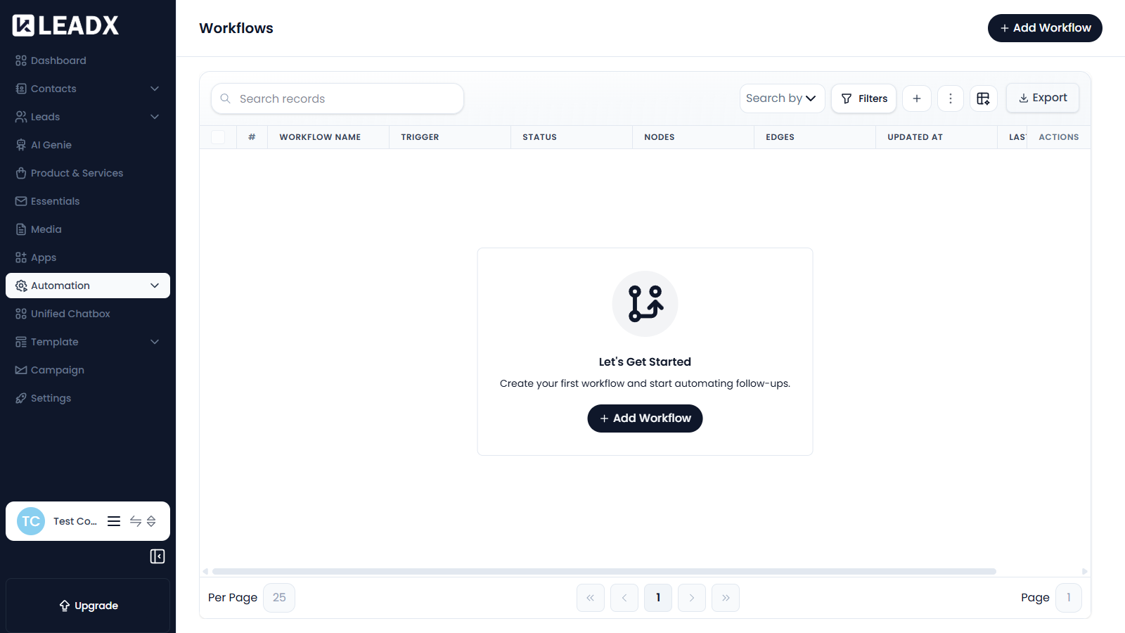 Workflows empty state