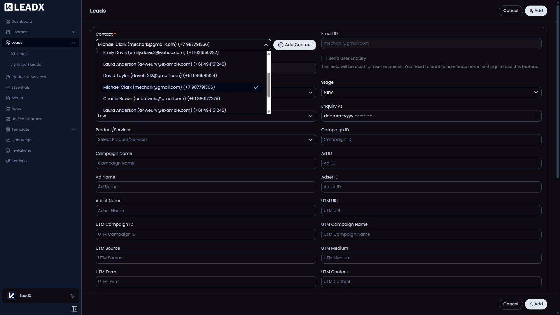 leadsadd-lead placeholder