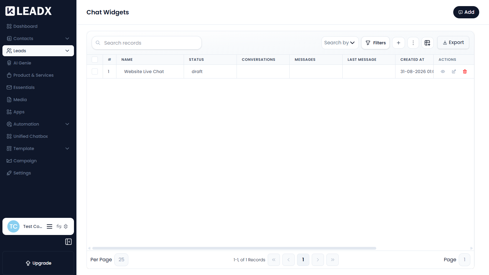 Chat Widgets list