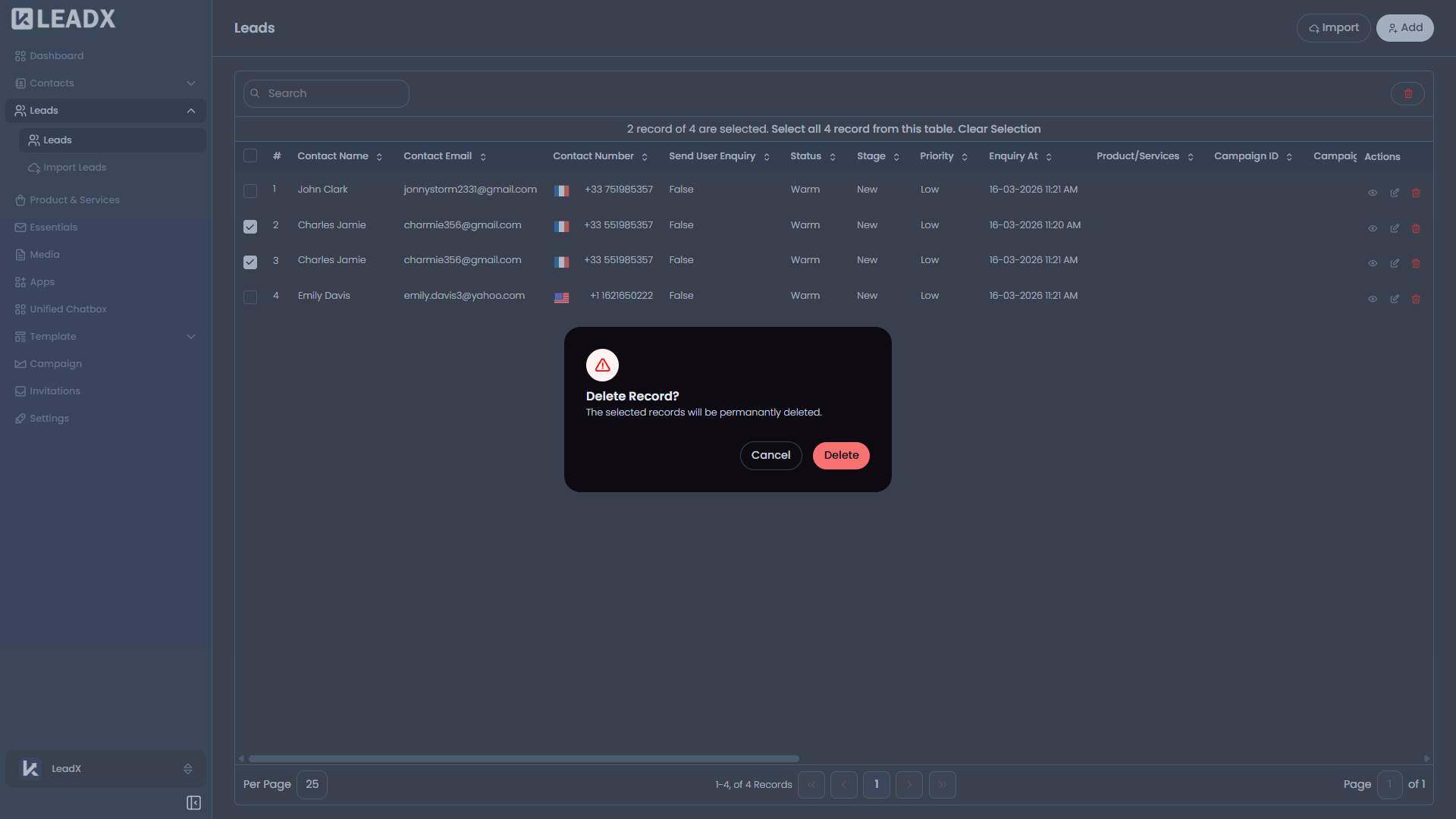 leadsdelete-lead placeholder