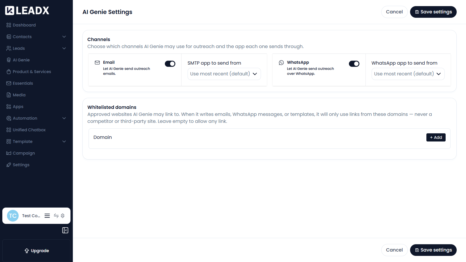 AI Genie Settings